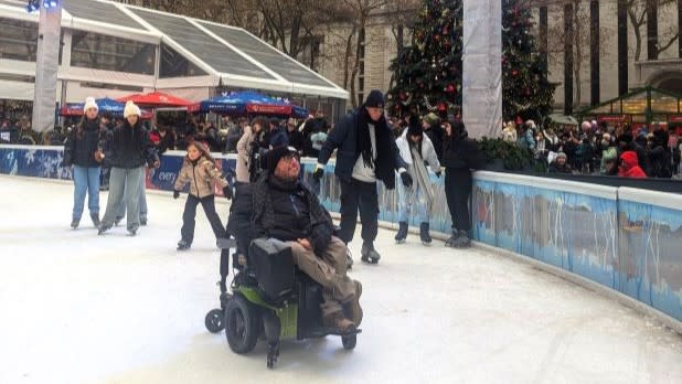 Curb Free Cory Lee on the ice at Bryant Park